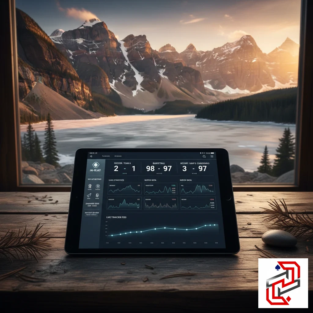 Live sports scoreboard and betting interface on a tablet