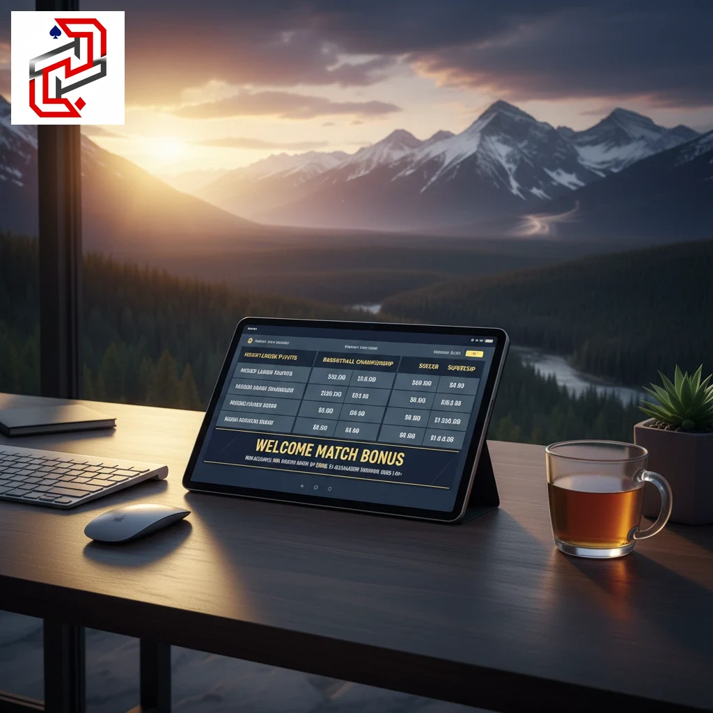 Sports wagering welcome promotion interface on a tablet display